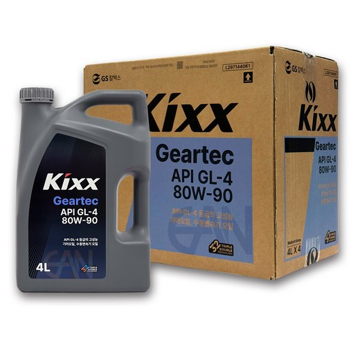 킥스, KIXX Geartec GL4 80W90 4L, 수동미션오일, 2개, GL4 80W90 4L