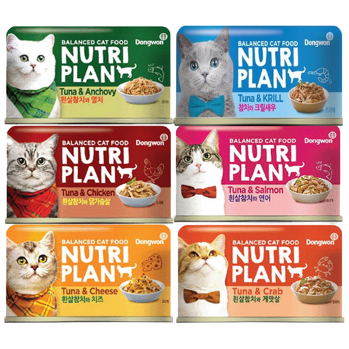 동원 뉴트리플랜 대용량 고양이캔, 72개, 160g, 6종혼합