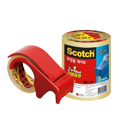 쓰리엠 스카치 포장용테이프 디스펜서 DP-300RD + 리필 3625V 48mm×25m 3p세트