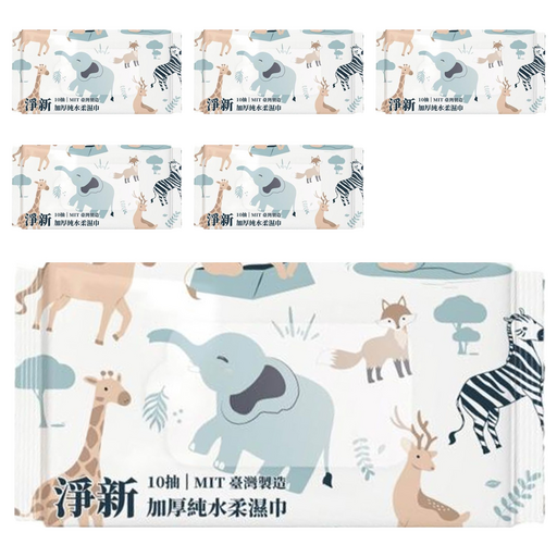 淨新科技 淨新濕紙巾小隨身包, 6個, 10張, 45gsm