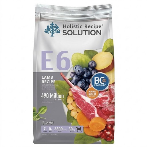 Holistic Recipe SOLUTION 耐吉斯 高齡犬關節保健配方無穀乾糧 E6, 4.54kg, 1袋, 銀髮羊肉餐