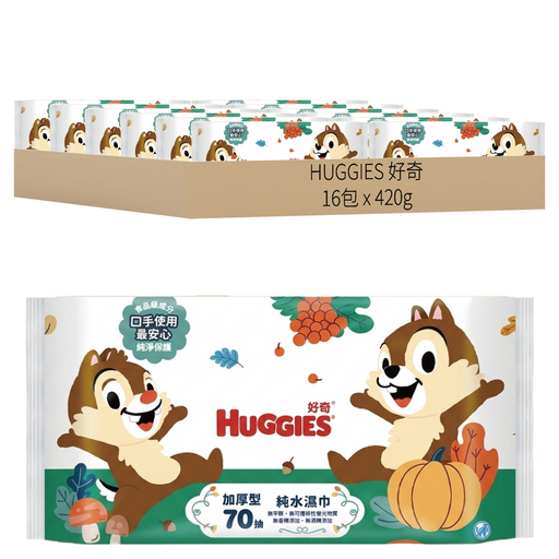 HUGGIES 好奇 奇奇蒂蒂加厚型純水嬰兒濕巾, 70張, 16包, 420g