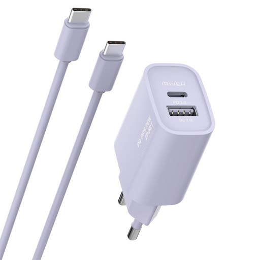 아이리버 25W 2포트 초고속 가정용 충전기 + CtoC 케이블 세트