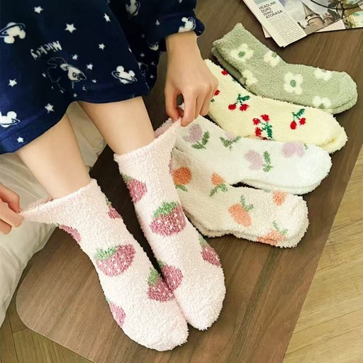 W661 워더미 보온 파스텔 과일 플라워 임산부 수면 양말 5종
