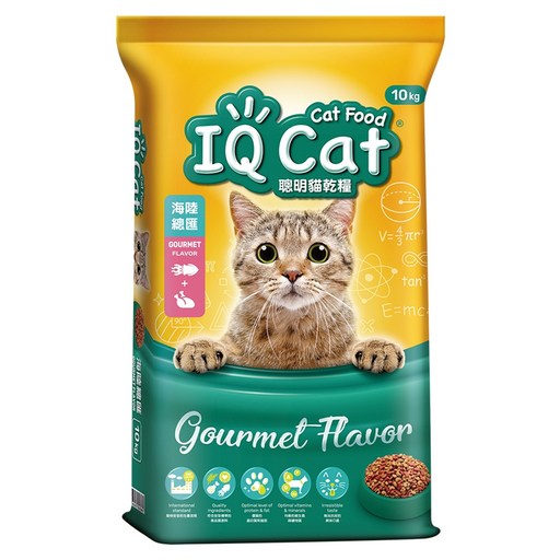 IQ Cat 聰明貓 成貓用 乾糧, 10kg, 1袋, 海陸總匯口味
