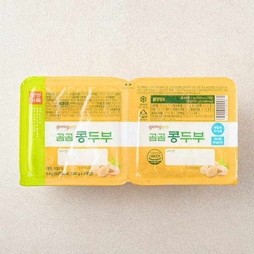 곰곰 콩두부 500g 2개 신선한 두부로 건강한 요리 즐기기