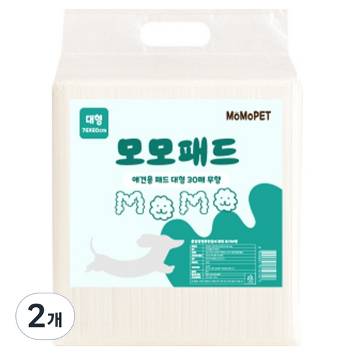 모모 강아지 대형 배변패드 무향, 2개, 30개입