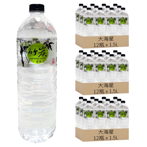 金蜜蜂 大海星竹炭水, 1.5L, 36瓶
