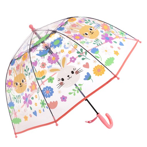 KIDSQUARE 兒童用透明圓頂雨傘 兔子
