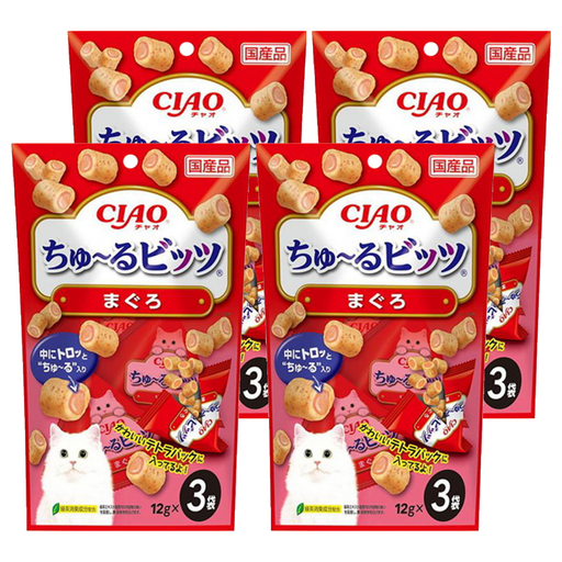 INABA CIAO 啾嚕 迷你肉泥夾心卷, 鮪魚, 36g, 4袋