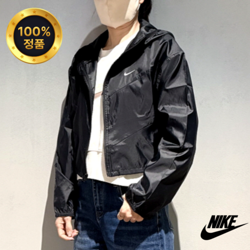 국내매장 AS가능  나이키 우먼스 윈드러너 루즈 우븐 후드 재킷 블랙 HJ1183010