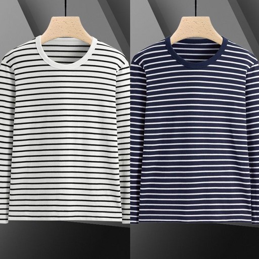 11 남성 스트라이프 긴팔 티셔츠 봄가을 패션 코디 긴팔티 겨울 라운드넥 캐주얼 상의 WMY