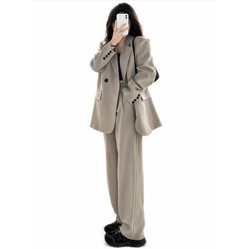 휠렉스 여성 봄 루즈핏 자켓 와이드 슬랙스 정장 세트 오피스룩 JT23