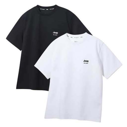 지프 JEEP 반팔 티셔츠 남녀 공용 커플 세미 오버핏 반팔티 11 화이트 블랙 2팩