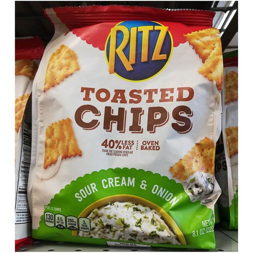 Nabisco Ritz Toasted Chips Sour Cream & Onion 나비스코 리츠 토스트 칩 사우어 크림 &어니언 229g 4팩, 단일상품