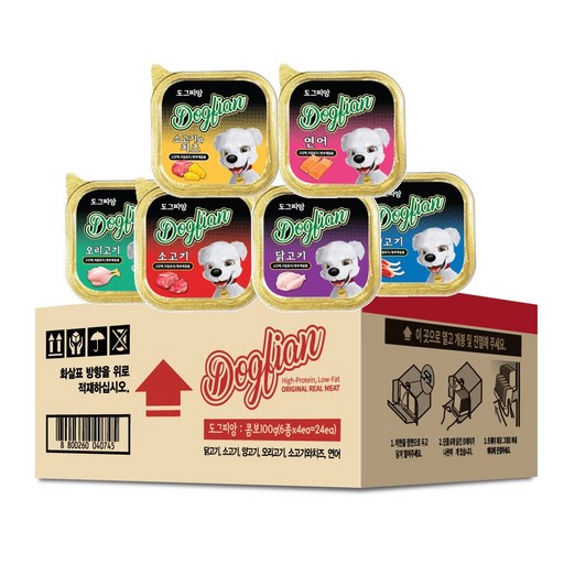 도그피앙 콤보 , 강아지 간식캔, 사각캔, 24개, 100g, 콤보