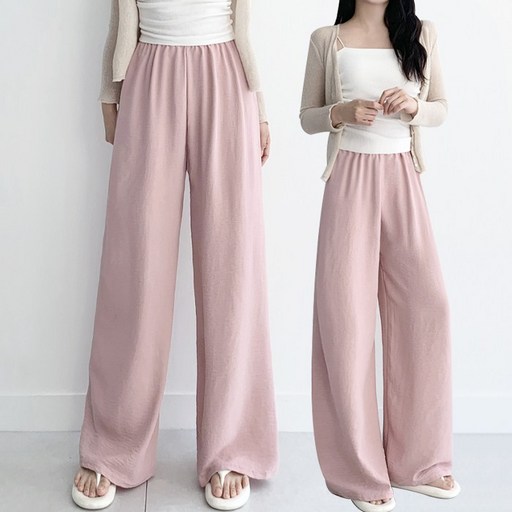 바바 체형커버 살랑살랑 여성 와이드 밴딩 팬츠 냉감소재