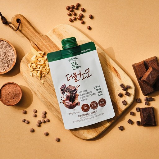 RENEWPHY GRAB MEAL PLUS 奶昔 雙倍減糖 巧克力口味, 雙倍*減糖 巧克力60g*3袋