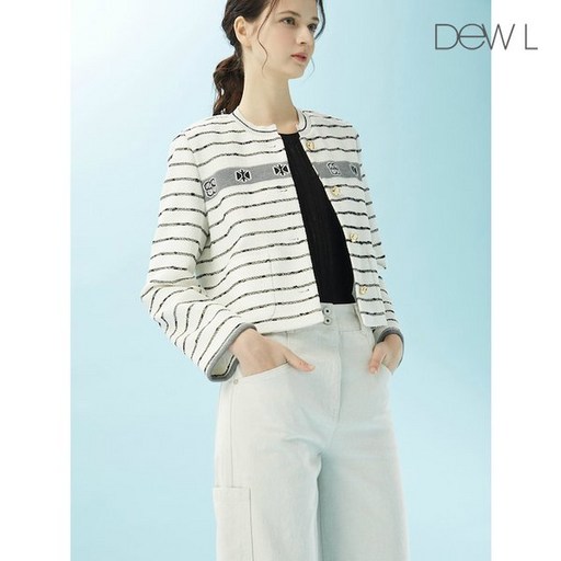 백화점 정품 듀엘 엠블럼 자카드 스트라이프 자켓 WHD242MSF040