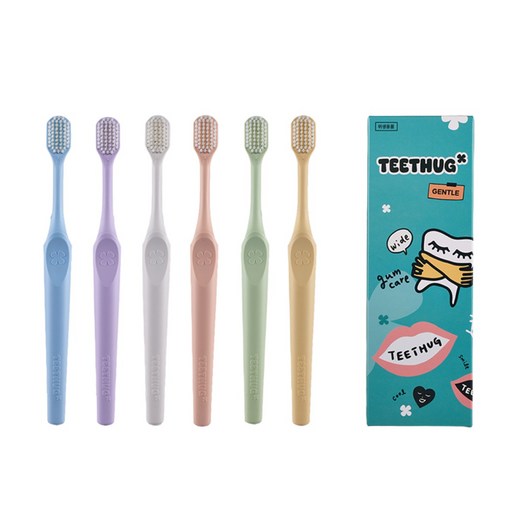 티스허그 이중 초극세모 광폭 칫솔 젠틀 1세트, 1개, 6개입