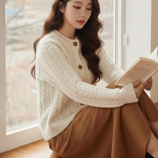 태미스 케이블 꽈배기 니트 가디건