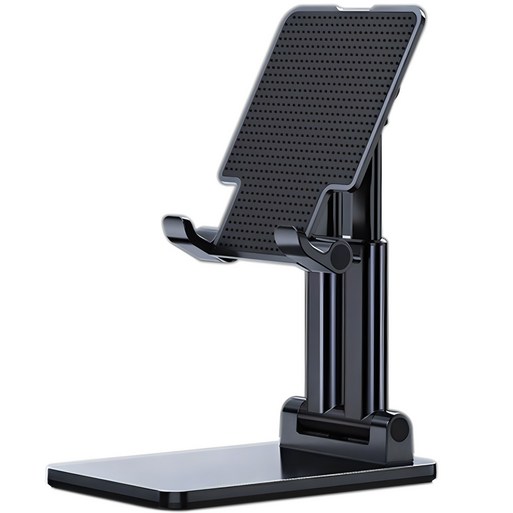 로랜텍 2배 거치 이중강화 다용도 탁상용 접이식 휴대용 각도조절 태블릿 핸드폰 거치대, 블랙, 1개