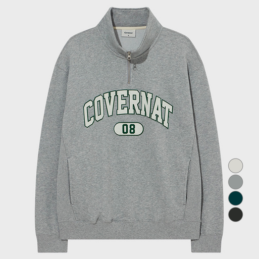 커버낫 남녀공용 아치로고 하프집업 맨투맨