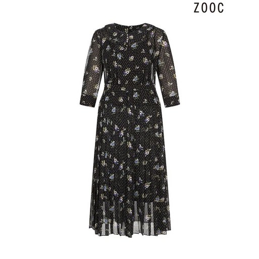 주크 플라워패턴 쉬폰 롱원피스 Z242MSE019 BK