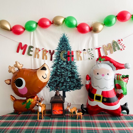 쏙쏙마켓 크리스마스 트리 현수막 홀리데이 프렌즈 파티 풍선 가랜드 세트, 1세트, 산타x루돌프 풀세트