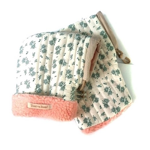 셀렉트템 양털 킥보드 핸드워머 자전거 스쿠터 공용 겨울 핸들커버 장갑, 1세트, 꽃무늬