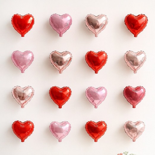 해피제이니 미니하트 20개 파티 이벤트 생일 은박 호일풍선 파티풍선 세트, 1세트, 레드 미니하트 하트풍선만