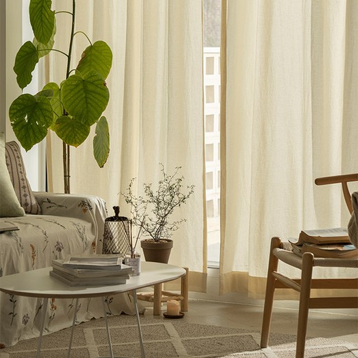 데코뷰 베이직 광목커튼 2p  커튼핀  커튼끈 세트