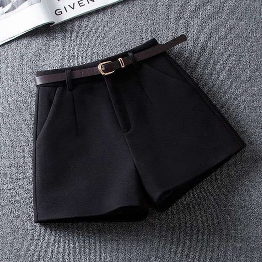 아이엠몽 여성 기본 데일리 벨트 모직 반바지