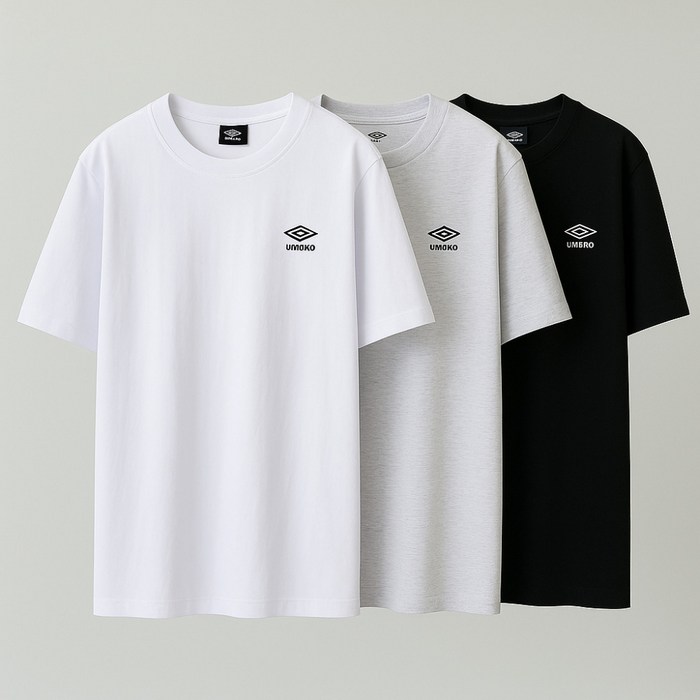 국내백화점 엄브로 코어 로고 반팔 티셔츠 남녀공용 커플티 여름 쿨링 라운드넥 3컬러 심플한 베이직 디자인