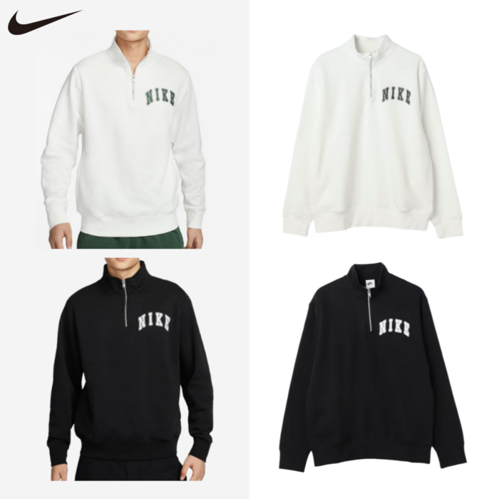 국내매장판 나이키 맨투맨 남성 기모 반집업 오버핏 맨투맨티 로고 포켓 남자맨투맨 플리스 긴팔티 커플