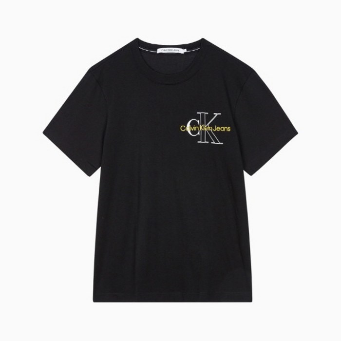 캘빈클라인 진 CK 남 블랙 릴렉스핏 투톤 모노그램 백 로고 반팔 티셔츠 J3201