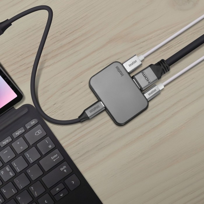이메이션 3in1 케이블 분리형 USBC 3포트 멀티포트 허브, HDMI 4K 60Hz 지원, 덱스지원, 아이폰미러링 IMHU100