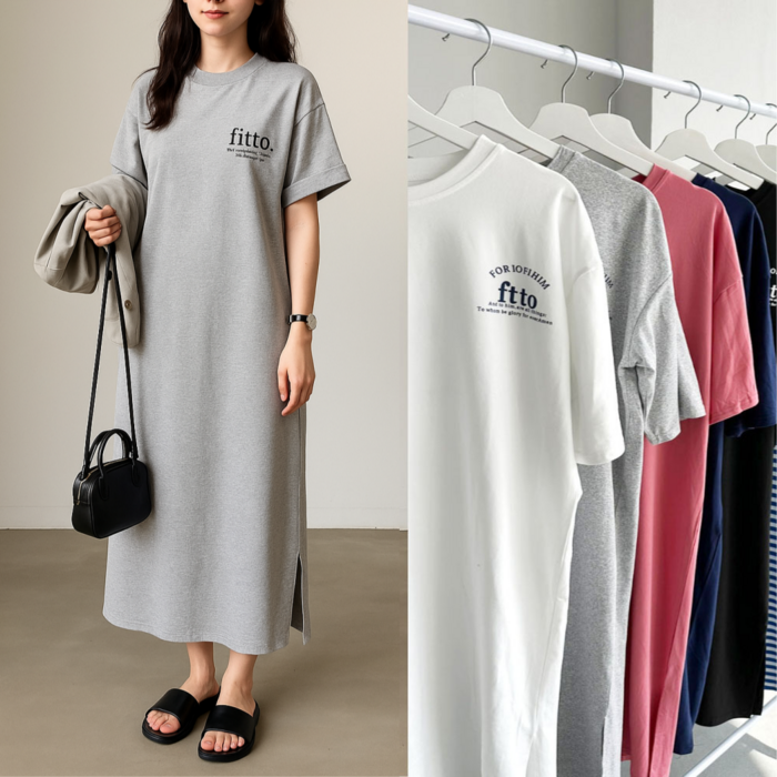 핏몬 루즈핏 반팔 빅사이즈 찰랑 롱 원피스 5종 자체제작