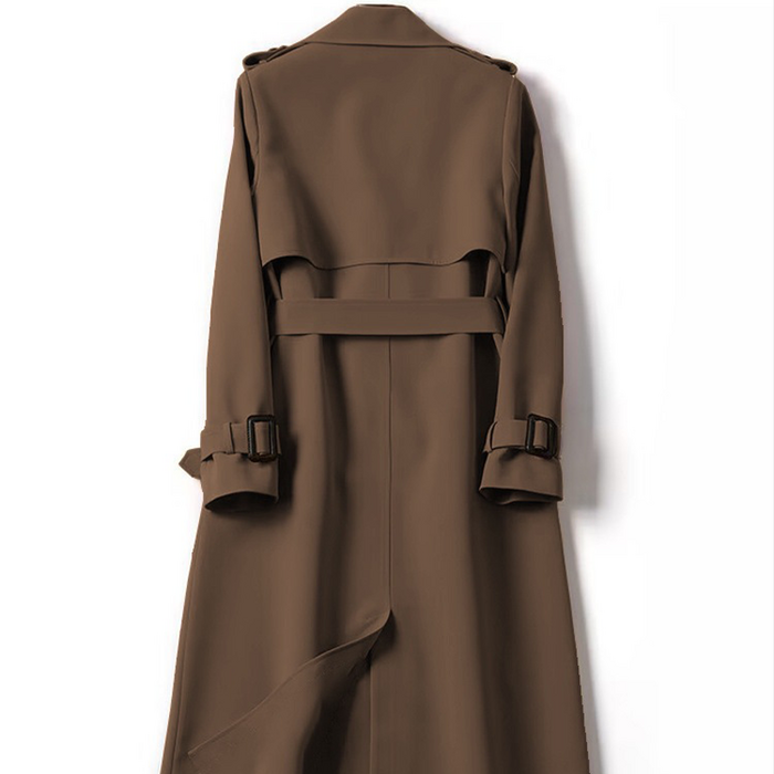 여성 하프 트렌치코트 봄가을 코트 빅사이즈 스트랩 허리 정장 트렌치코트 더블 벨티드 롱 트렌치코트