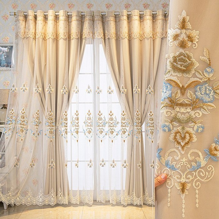 혜신 유럽식 이중 이쁜 엠보싱 로즈 11 차광 커튼 거실 커튼
