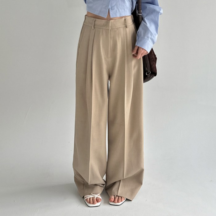 추천 3기장6사이즈 깔끔핏 빅사이즈 사이드 밴딩 핀턱 와이드 슬랙스