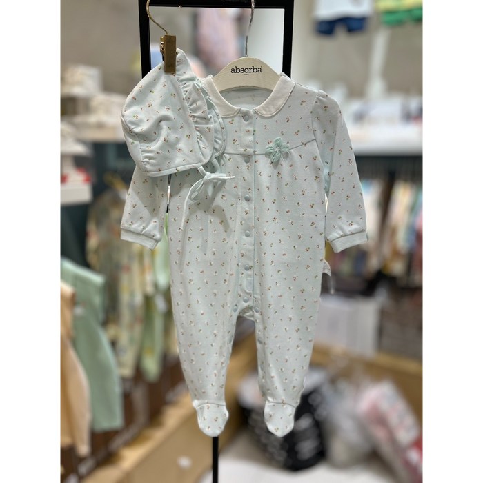 압소바 가을 60 봄 가을 실내복부터 간편한 외출복까지 입기 좋은 우주복 보냇스타일 모자까지 세트로 75사이즈부터 발싸개 없는 디자인핑로50수모자우주