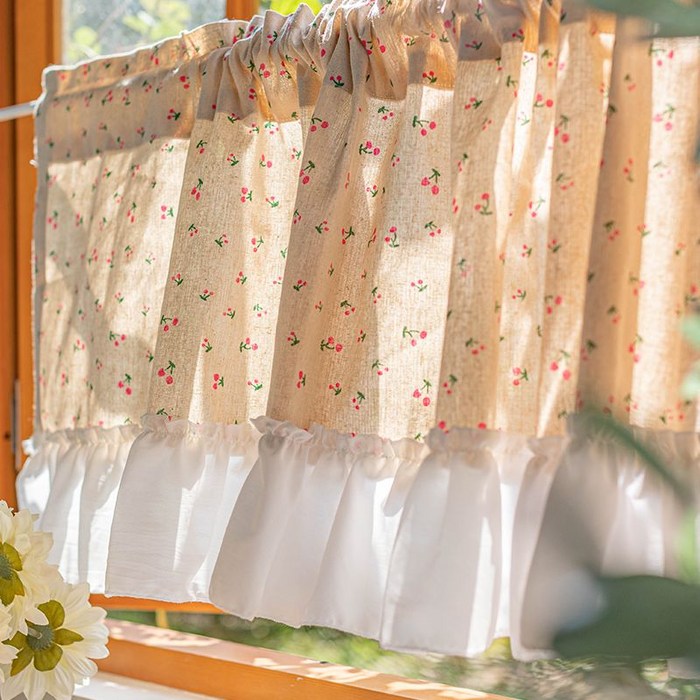 속커튼 빈티지 레트로 공주풍 쉬폰 침실 침실 럭셔리 카페 소녀 레이스 커튼