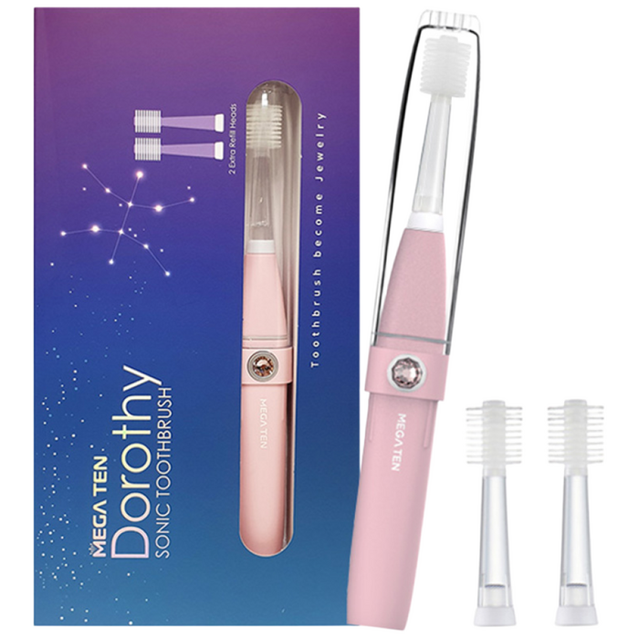 메가텐도로시스와로브스키 엘리먼트 주니어성인용 음파전동칫솔 도로시 3in1 8단모 본품1리필2, 핑크블라썸, 1개
