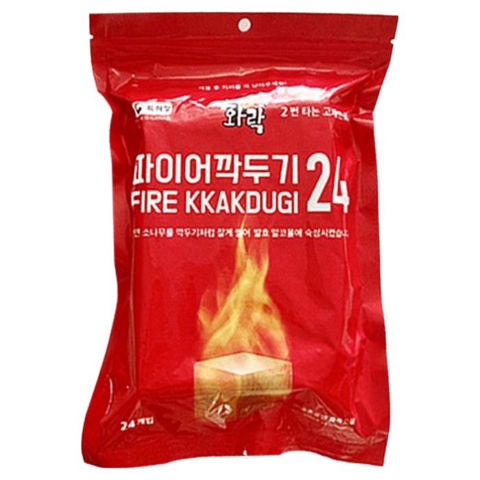 화락 파이어깍두기24 라이터큐브 24개입 바베큐 숯 벽난로 장작 착화제, 1개, 24개입