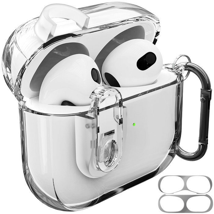 아이몰 변색방지 분실방지 에어팟 도어락 TPU 케이스 + 철가루 방지 스티커 + 카라비너 세트