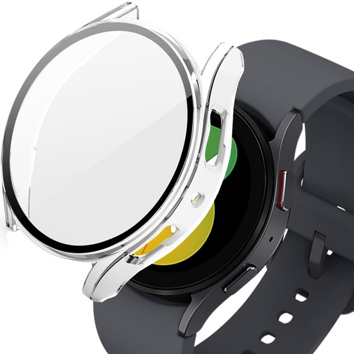 이츠라이프 갤럭시워치4 강화유리 풀커버 액정보호 케이스, 투명