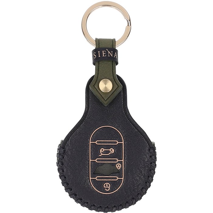 오시에나 차 키케이스 스마트 가죽 피렌체 키홀더, 카키네이비, BMWmini