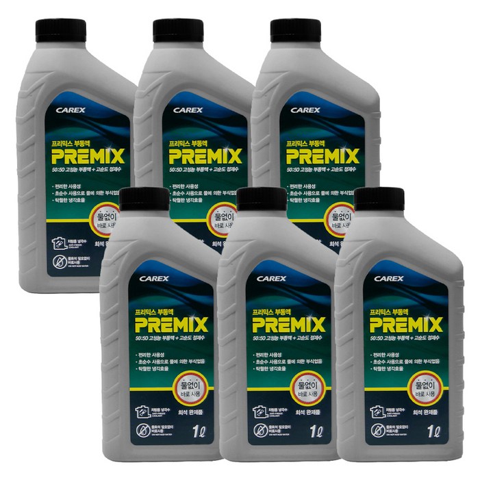 카렉스 프리믹스 부동액, 단일색상, 6개, 1L 카렉스 프리믹스 부동액, 단일색상, 6개, 1L