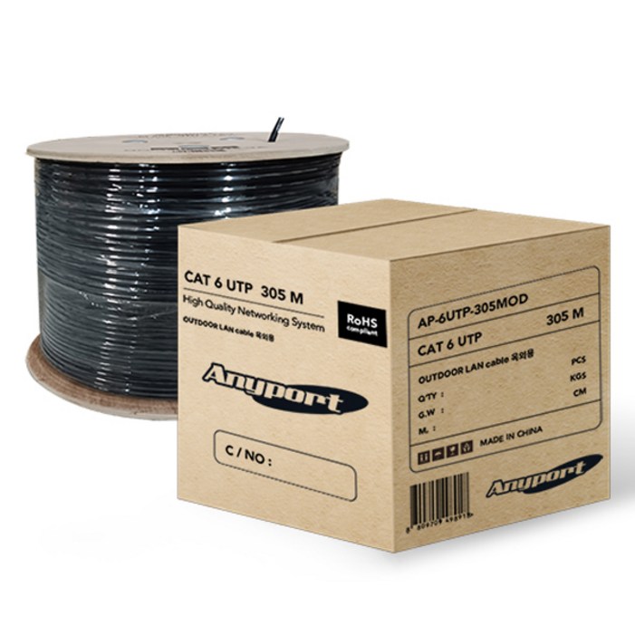 애니포트 CAT 6 UTP 옥외용 랜케이블 AP6UTP305MOD, 1개